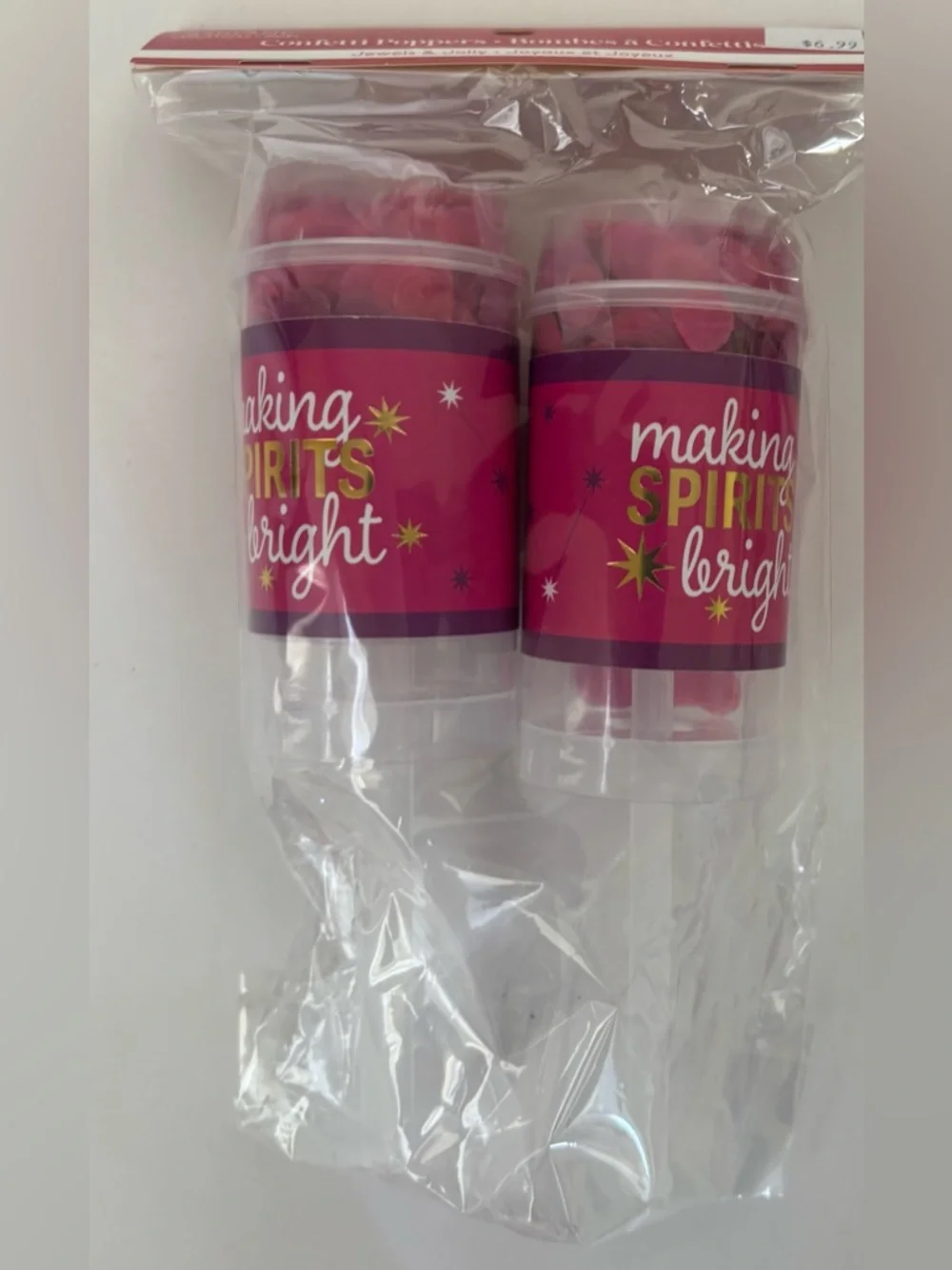 Confetti poppers NEW NWT 8 total 4 packages “making spirits bright” Christmas
